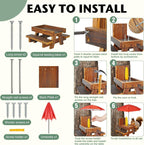 Squirrel Feeder with Umbrella Squirrel Table Feeder with Sturdy Squirrel Feeder with Corn Cob and Peanut Tray Holder Sturdy with Solid Structure Easy to Install