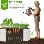 Galvanized Raised Garden Bed Outdoor |17'' Tall Planter Box Outdoor for Deep Root Plants | 3Pcs Raised Bed Kit for Gardening with Rubber Strip for Vegetables Flowers Fruits (White, 4x2x1.4FT)