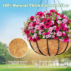 Y&M 2pcs 10“ Round Coconut Fiber Liner, 10'' Coco Liner Pre-Formed Replacement for Wall Hanging Planter Basket