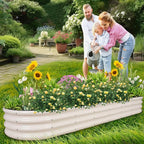 1MORE Galvanized Raised Garden Bed- Planter Garden Boxes Outdoor, Raised Beds for Gardening,Metal Garden Bed Kit for Vegetables Flower, Planter Raised Beds.8x2x1ft White-2pcs