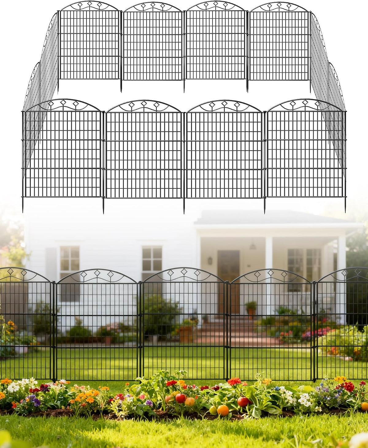 metal garden fence, 32in h x 24ft l, main product view
