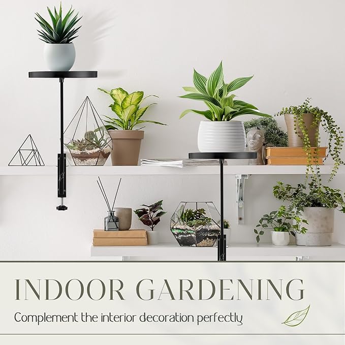 2 Pcs Window Sill Plant Shelf 5.7''D x 12.4''H Adjustable Window Shelf Windowsill Clamp Tray for Indoor Plants Metal Windowsill Extension Tray Planter Floating Shelves for Indoor Outdoor
