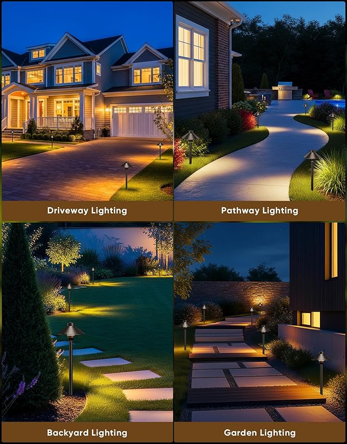 PARTPHONER Low Voltage Landscape Lighting 6-Pack, Aluminum 12V Pathway Lights with G4 Bulbs, Waterproof Oil Rubbed Bronze Color Wired Path Lights with Connectors for Walkway Yard Garden