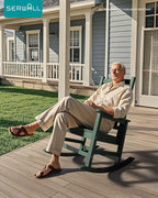SERWALL HDPE Outdoor Rocking Chair Set of 8, Patio Rocking Chairs for Adults, All Weather Outdoor Rockers for Lawn, Green