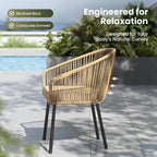PHI VILLA Wicker Patio Dining Chairs Set of 4 Rope Rattan Chairs | Outdoor Modern Brown Rope Rattan Chairs with Metal Legs & Cushions, Outside Dining Chairs for Deck, Porch, Backyard