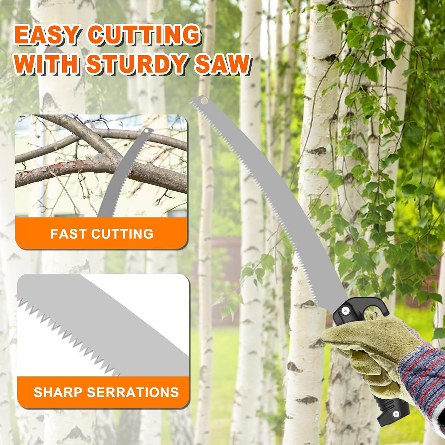 SISUPASSIE 26FT Reach Pole Saw for Tree Trimming, Telescoping Tree Pruner Extendable with 5-20FT Extension Pole, Manual Saw for Garden, Patios, Yard