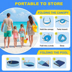 Kiddie Pool with Canopy, Large Foldable Pool Detachable UPF 50+ Sunshade | 48in Pool, Removable Sunshade, Foldable, Non Slip, Swimming Pool Beach Essentials Tent with Shade for Outdoor Backyard Beach