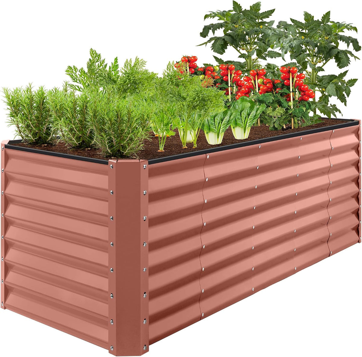 best choice products 8x2x2ft outdoor metal raised garden, main product view
