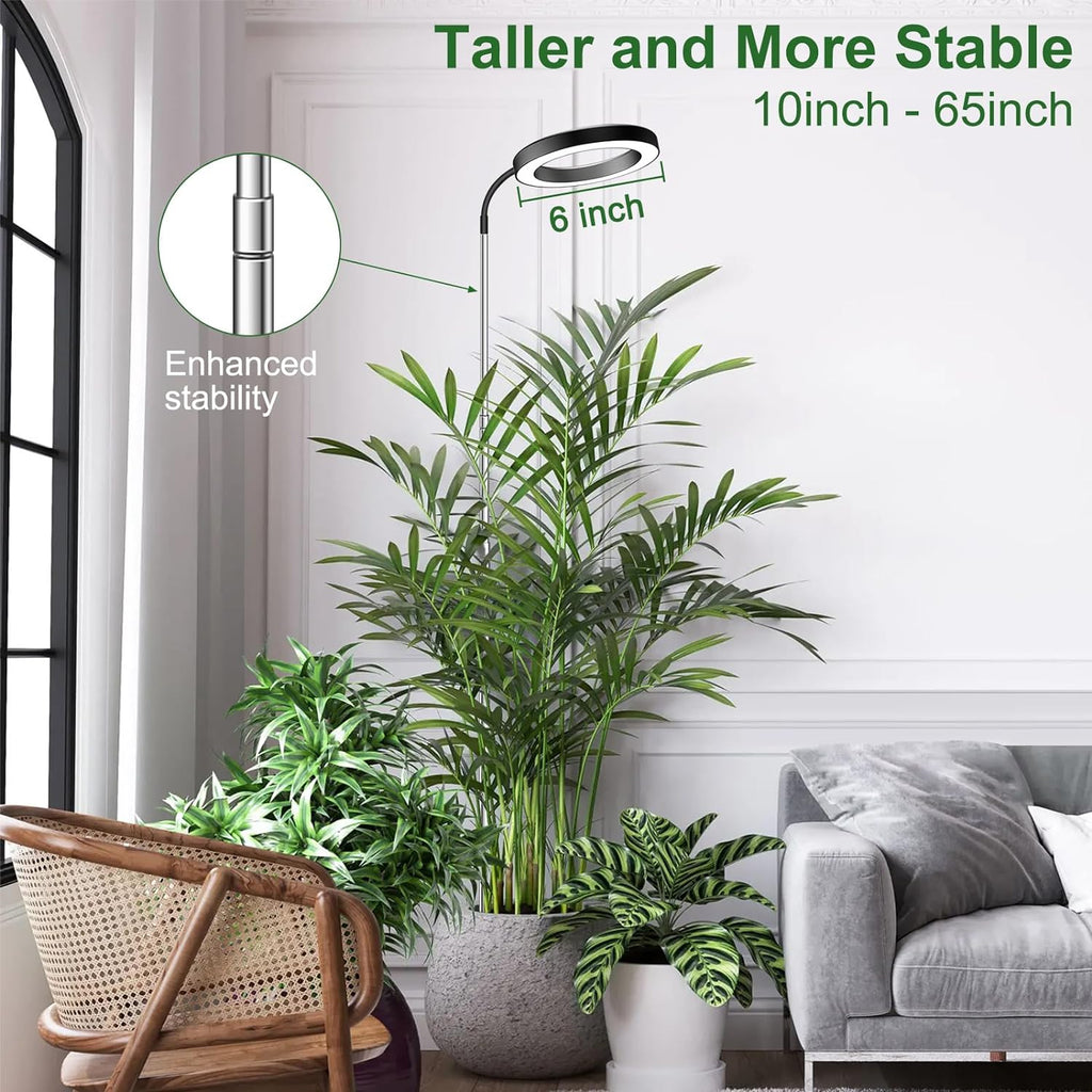 Grow Lights for Indoor Plants Full Spectrum, 80 LEDs 3 Colors Grow Light, 65in Large Plant Lights for Indoor Growing with 360°Gooseneck, 6/12/16H Timer, 5 Brightness, Height Adjustable, Black | 65in Plant Lights for Indoor Growing with 360°Gooseneck