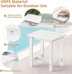 LUE BONA Outdoor Side Table Set of 2, HDPS Small Outdoor Table, Adirondack Side Table, Outside End Table for Patio, Porch, Deck, Pool, Weather Resistant/Easy Maintenance/Indoor or Outside Use, White