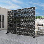 Casaphoria Metal Privacy Screen Outdoor, 72" H x 47" W Freestanding Decorative Privacy Screen for Patio Deck Balcony Garden with Stable Base, Black-Star
