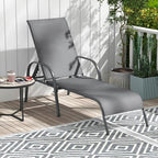 Giantex 2 Pack Patio Lounge Chair, Outdoor Chaise Lounge with 5 Adjustable Backrest, Sturdy Steel Frame, Sunbathing Recliner, Tanning Chair for Beach, Outside, Yard, Balcony, Pool Chairs (2,Dark Gray)