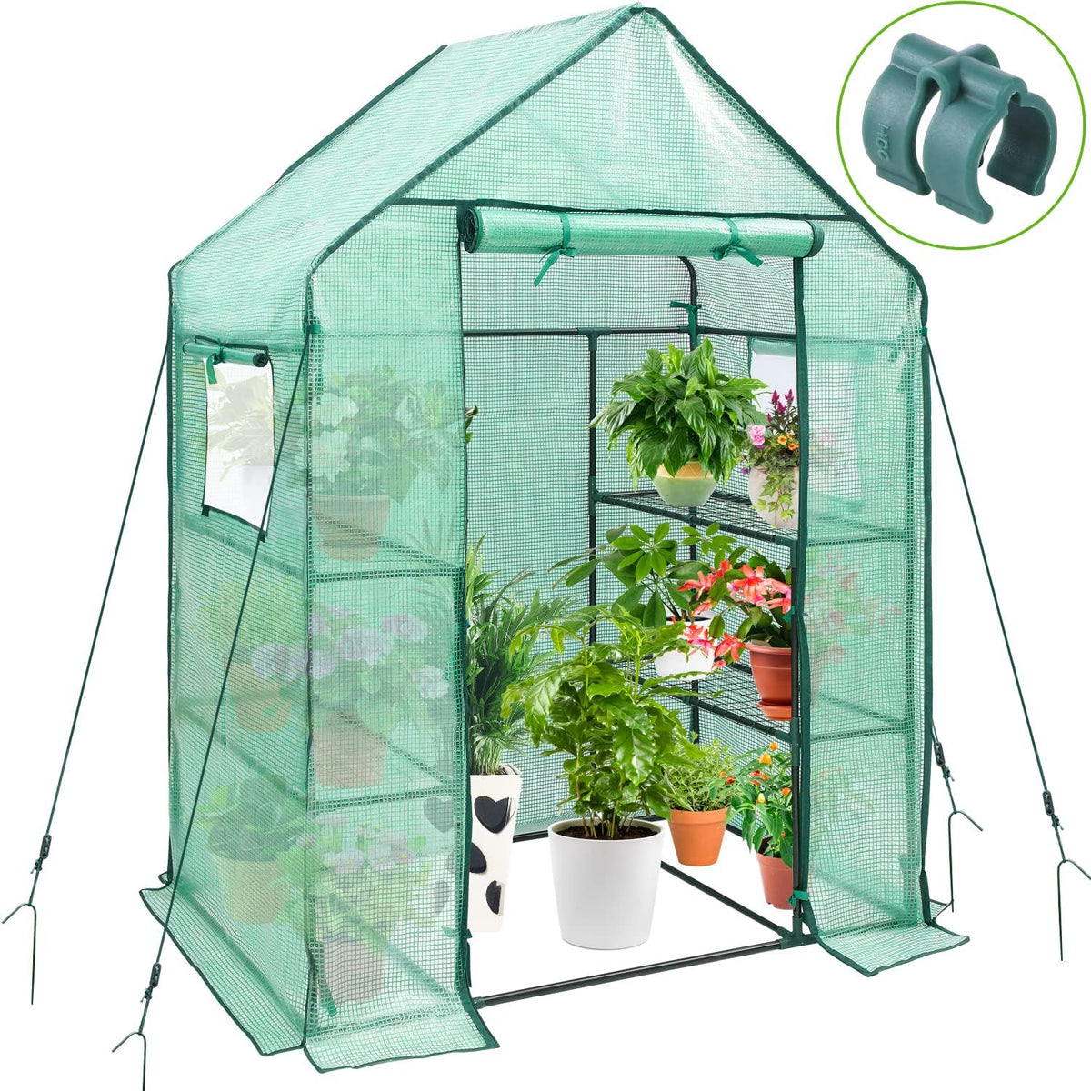 ohuhu greenhouse for outdoors with mesh side windows, main product view