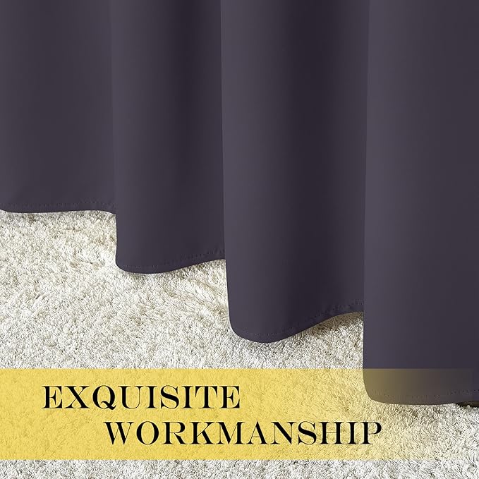 NICETOWN Blackout Curtains 84 Inch Length, Thermal Insulated Room Darkening Drapes Grommet Window Covering for Living Room Bedroom (W52 x L84 Inch, 1 Panel, Greyish Purple)