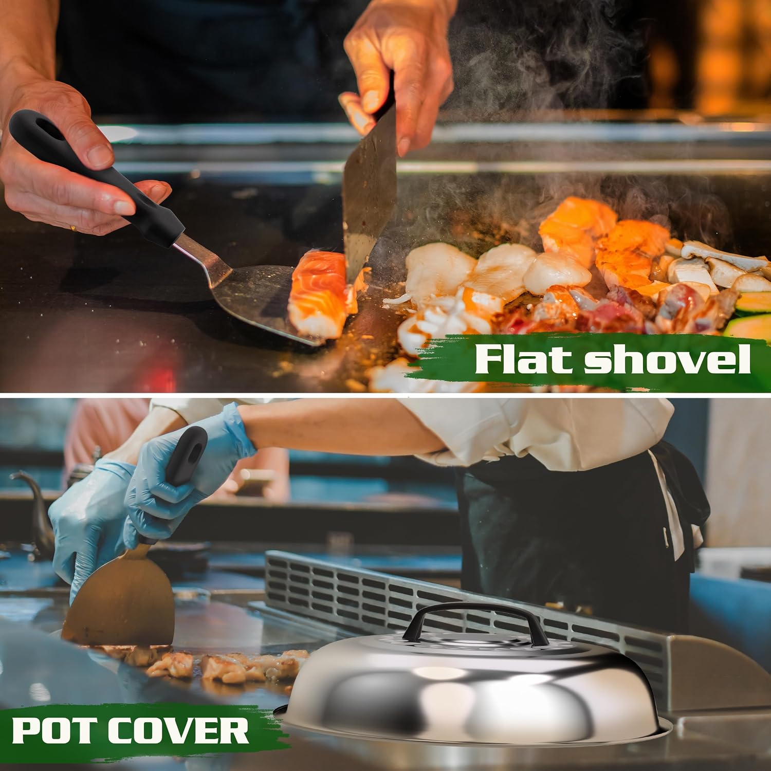 120 Pcs Griddle Accessories Kit, Perfect Hibachi Flat Top Grill Tools for Blackstone and Camp Chef, Enlarged Beefed-up Grill Spatula Gift Set with Basting Cover, Burger Press for Outdoor BBQ.