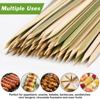 200 Pcs 12inch Natural Green Flat Wide bamboo kabob skewers for grilling Fruit Sticks Kebabs appetizers Barbecue Kababs Party mini wooden bbq skewers