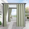 RYB HOME Outdoor Curtains for Patio Waterproof Block Sunlight Thermal Insulated Privacy Assured Thick Outside Curtains for Pergola, Deck, Gazebo, W52 x L90, Sage Green, 1 Panel
