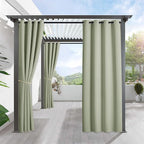 RYB HOME Outdoor Curtains for Patio Waterproof Block Sunlight Thermal Insulated Privacy Assured Thick Outside Curtains for Pergola, Deck, Gazebo, W52 x L90, Sage Green, 1 Panel