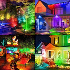 Solar Spotlights Outdoor Waterproof, RGB Landscape Spotlights, Christmas Decorative Solar Spot Lighting for Garden, Yard, Pathway, Lawn, Poolside, Party, 4-in-1 Mounted (RGB, 1 Pack)
