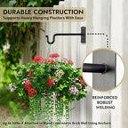 RTZEN Plant Hangers Indoor or Outdoor - Wrought Iron Metal Hanger Indoor Hook - Heavy Duty Wall Bracket Hooks for Hanging Plants Baskets Lanterns Wind Chimes - 2 Pack (Black Shepherds Hooks 10")