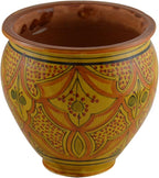 Treasures Of Morocco Handmade Ceramic Flower Pot Moroccan Indoor Outdoor Mediterranean Spanish Style Garden Drain Hole Planter Yellow