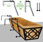 Y&M 24" Window Boxes Horse Trough with Coconut Coir Liner, 2pcs 24 Inch Window Deck with Coco Liner, Black Metal Hanging Flower Planter Window Basket Deck Railing Planter Boxes for Outdoor Indoor Lawn