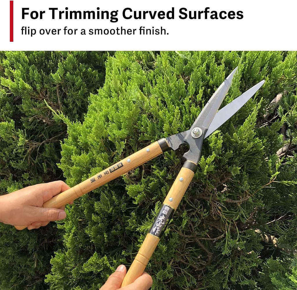 HOUNEN Japanese Hedge Shears, 20in Yasuki High-Purity Steel Bypass Blades | Lightweight shears with Yasuki high-purity carbon steel blades shape hedges, trim curves and cut fresh thin branches cleanly.