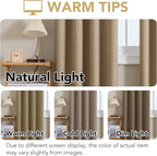 H.VERSAILTEX Linen Curtains 100% Blackout Curtains for Bedroom 54 inch Long Full Light Blocking Nature Linen Blended Window Curtains for Living Room Nickel Grommet (2 Panels, Heathered Macchiato)