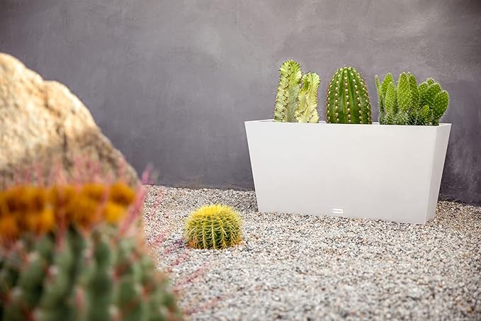 Veradek Pure Series Midori Trough Planter - Large Rectangular Planter for Indoor or Outdoor Deck/Porch | Durable All-Weather Use with Drainage Holes | Modern Decor for Shrubs, Flowers, Small Plants