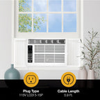 whirlpool 6,000 btu window air conditioner with dehumidifier, front angle view