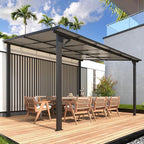 AECOJOY 10' x 28' Gazebo for Patio, Large Wall-Mounted Hard Top Lean-to Gazebo Pergola with Roof 28' x 10' on Clearance, Heavy Duty Patio Awnings for Decks, Backyard
