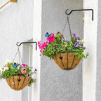 10 inch Plant Hanger, Sturdy Hanging Plant Bracket Outdoor, Hanging Plant Wall Hook Heavy Duty, for Hanging Bird Feeders, Planters, Lanterns, Wind Chimes, Indoor/Outdoor Use, Black, Set of 2
