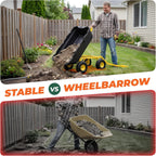 sekey garden dump cart, 1000 lb capacity, quick-release showing dimensions