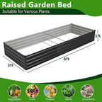 2PCS 6x3x1ft Galvanized Raised Garden Bed Kit,Metal Planter Box for Vegetables,Flowers,Herbs Durable Rust-Resistant Patio Gardening Beds,Black
