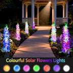 Solar Garden Lights, Solar Delphinium Flowers Lights 8 Pack 160 LEDs, Waterproof Outdoor Light Two Lighting Modes for Wedding Party Garden Yard Patio Lawn Decor and Gift for Mother