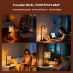 Homelist Candle Warmer Lamp Adjustable Height, with Timer & Dimmer, Black | Decorative Wax Warmer Lamp with Ripple Glass Shade, Cozy Bedroom Home Decor/Housewarming Gift for Women/Sister/Wife