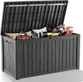 180 Gallon Outdoor Deck Box, Lockable Waterproof Outdoor Storage Boxes For Garden Tools,Indoor Cushions,Accessories Outside Storage Resin Weatherproof Container(Black)