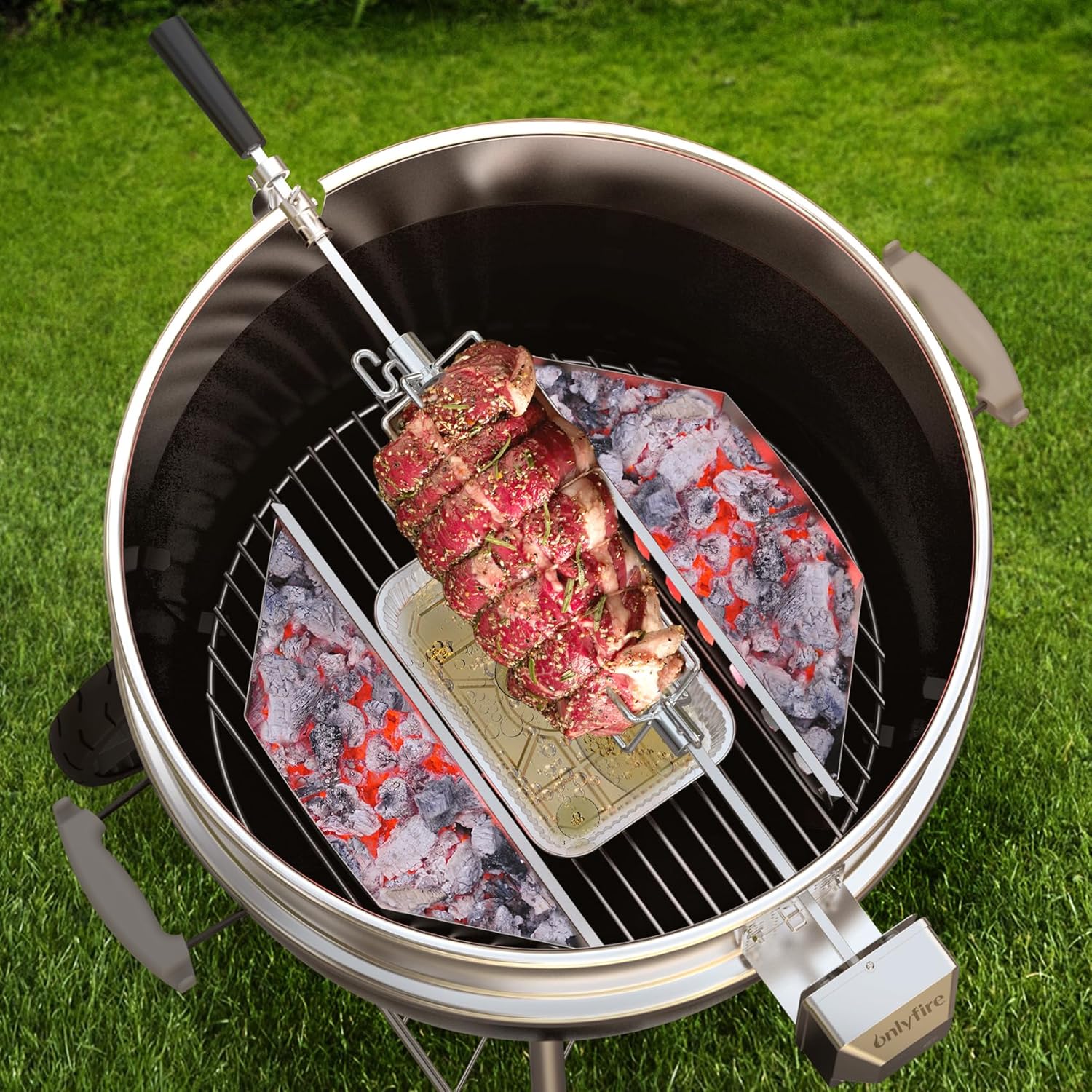 onlyfire 6008 Stainless Steel Rotisserie Meat Forks for Grills, 1 Pair | Only Fits 5/16" Square Spit Rods