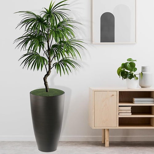 2 Packs 21 inch Tall Planter, Indoor Outdoor Round Planter for Porch, Large Plant Pot with Drainage Hole for Home Garden Front Door, Modern Decorative Pots for Plants (Dark Brown)