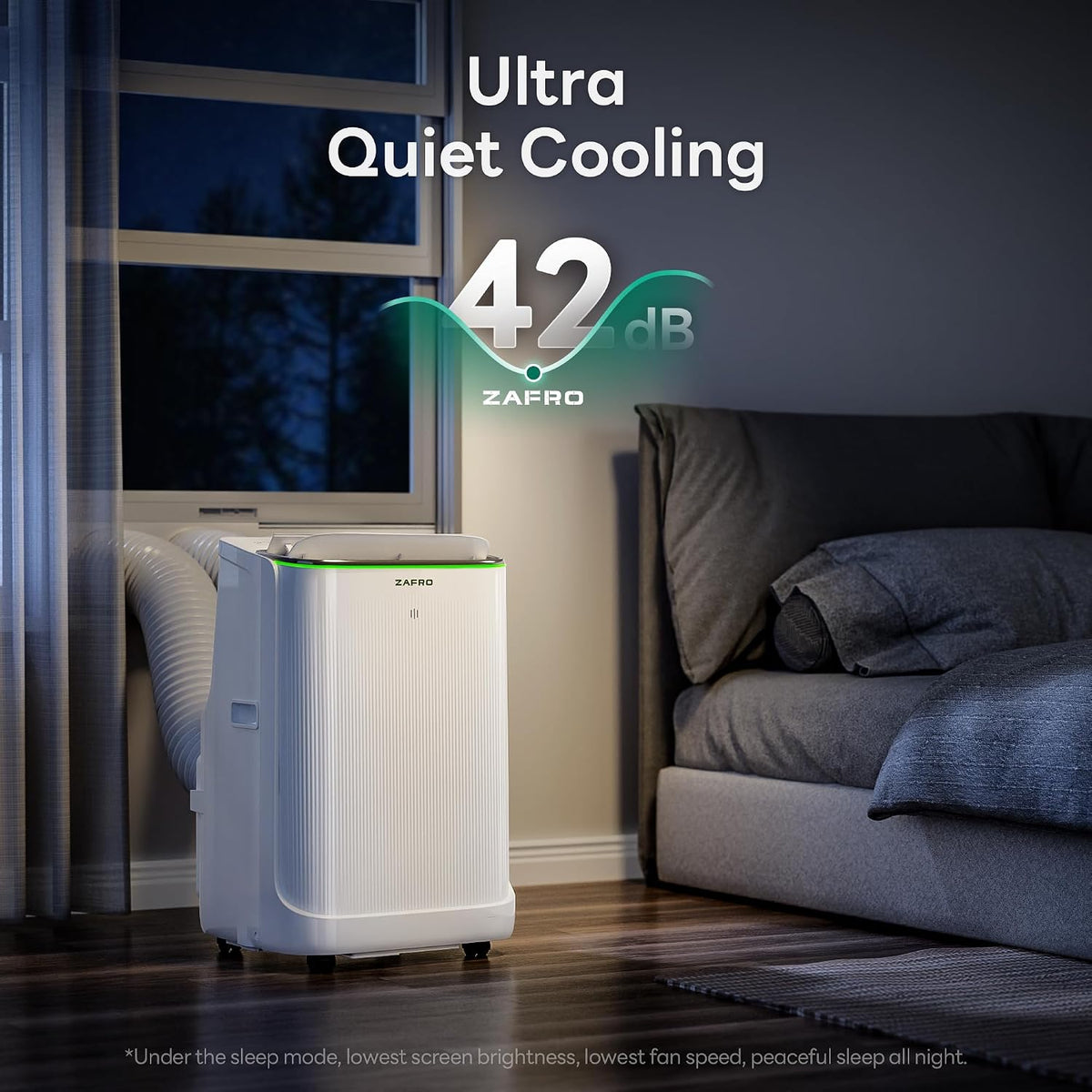 zafro smart inverter portable air conditioners, 14000 btu showing dimensions