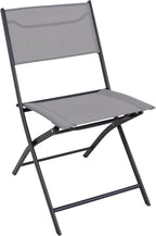 2-Piece Folding Bistro Sling Chairs, Portable Outdoor Patio Dining Set, Gray, No Assembly