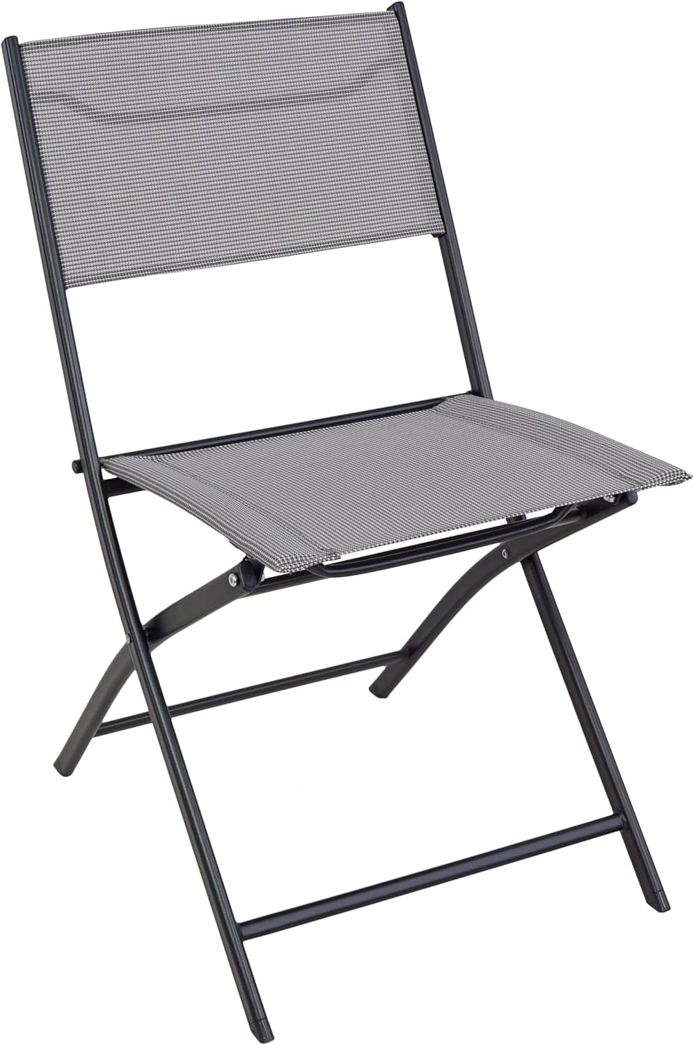 2-Piece Folding Bistro Sling Chairs, Portable Outdoor Patio Dining Set, Gray, No Assembly