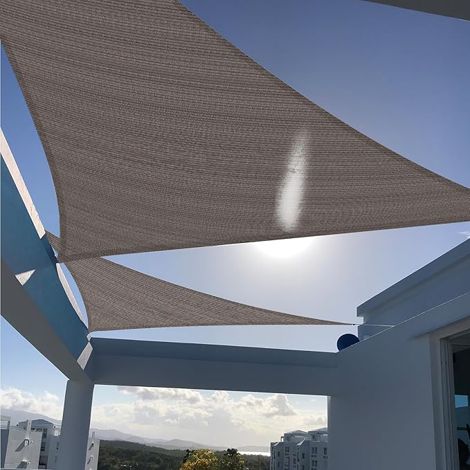 SUNNY GUARD Custom Size 16'x20'x25.6' Triangle Brown UV Block Sunshade for Backyard Yard Deck Patio Garden Outdoor Activities and Facility(Customized)