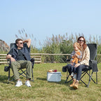 EVER ADVANCED Oversized Folding Camping Chair for Adults, Heavy Duty Lawn Chair with Side Pockets, Portable Collapsible Quad Chair for Outside, Support Up to 500lbs, Grey 2PACK