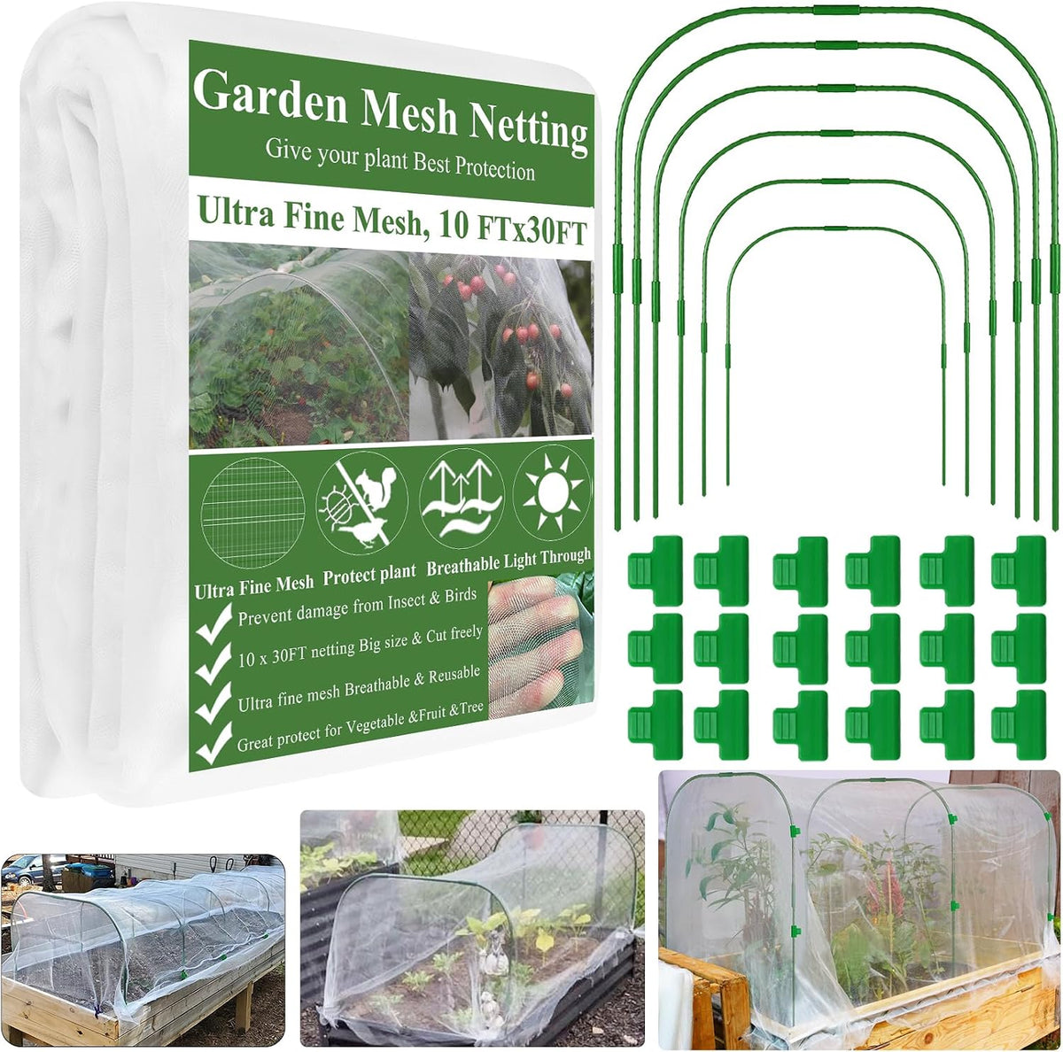 garden mesh netting kit, plant covers 10x30ft ultra, main product view