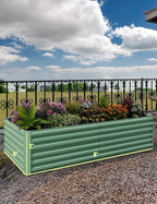 CABIHOME 2 Pcs 8x4x2 Ft Galvanized Raised Garden Bed, Deep Root Planter Box for Vegetables, Flowers, Herbs- Large Metal Raised Garden Bed Kit for Outdoor Use, Green