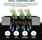 12x4x1.5FT Galvanized Raised Garden Bed,Vegetable Boxes-Rectangle Metal Flower Box,Large Planter Raised Beds Outdoor Garden for Planting,Fruit,Herb-Silver