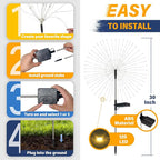 Solar Garden Lights Outdoor Decorative, 4pack 120 LED Firework Lights Waterproof，Solar Fairy Lights for Outside,Garden,Yard, Patio,Pathway,Flowerbed,Party(Multicolor)