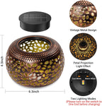 Solar Lanterns Outdoor Waterproof: 2 Pack Hollowed-Out Retro Metal Lantern Lights - Solar Lantern Decorative - Gifts for Women Mother's Day, Outside Garden Yard Patio & Indoor Tabletop Decor