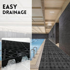 ritollo modular interlocking cushion drainage floor tiles, 16-pack showing dimensions